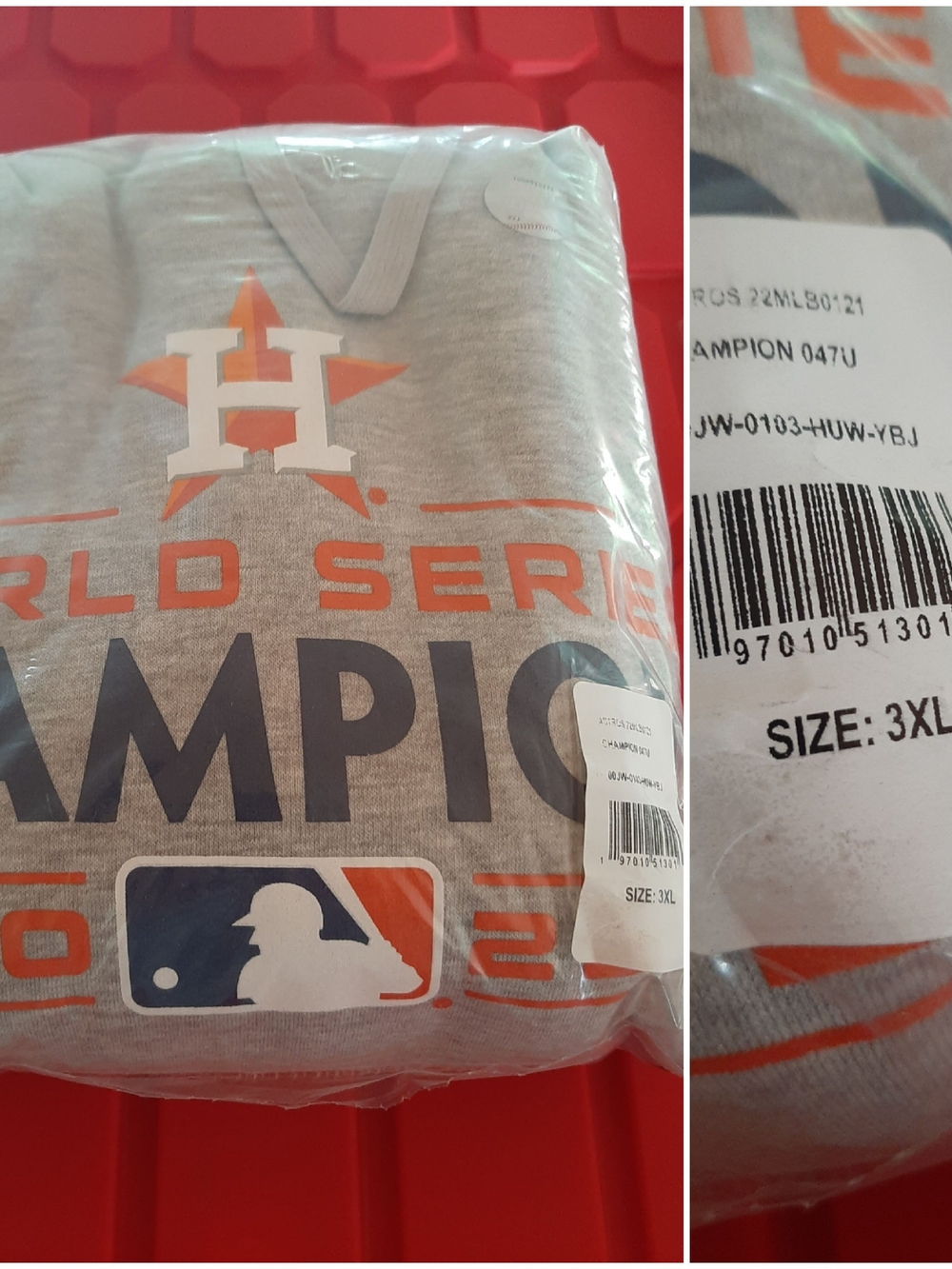 Houston Astros World Series Champion Gray Hoodie (3XL) Brand New